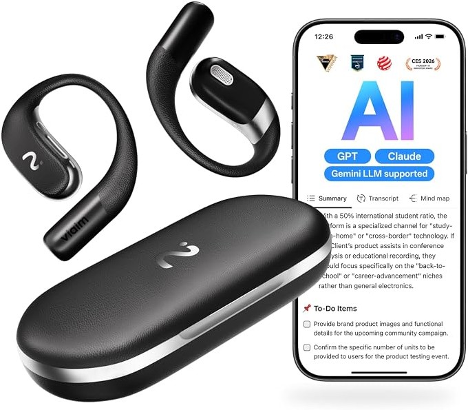 VIAIM OpenNote Open-Ear AI Note Taker and ENC Voice Recorder Earbuds
